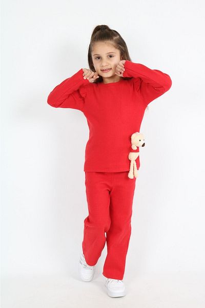 ELISHA Teddy Bear Ribbed Camisole Girl's Set