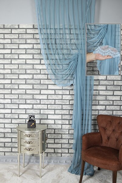 perdemony Özel Işlemeli Etek Büzgülü Kruvaze Fon Perde Grek Zemin 1x3 Sık Pil...