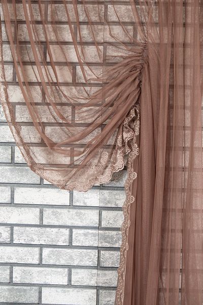 perdemony Special Embroidered Skirt Gathered Double Breasted Background Curtain Grek Floor 1X3 Close Pleat 100 X 270 Brown