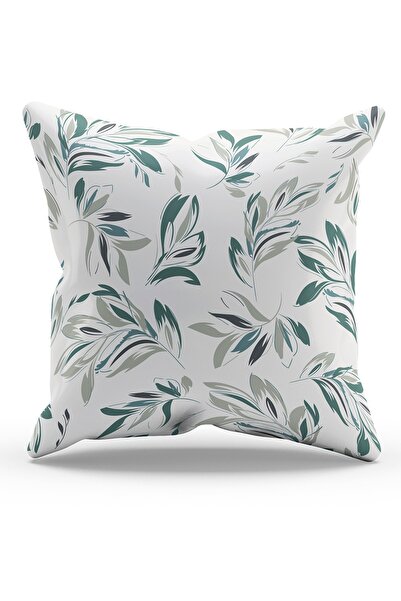 Moud's غطاء وسادة منقوش عليه زهرة خضراء مطبوعة على الوجهين - 2 من جلد الغزال