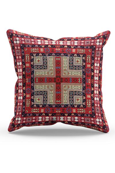 Moud's 1 غطاء وسادة من الجلد المدبوغ مزدوج الجوانب مع سجادة تركية منقوشة