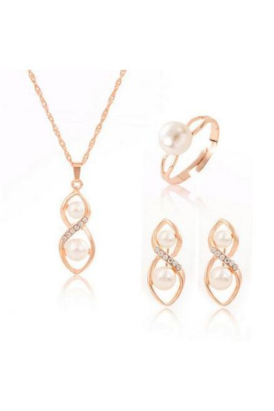 Takıtolia Gaia - African Crystal Rhinestone Valentine's Day Gift Set: Rose Gold Encrusted Necklace, Earrings and Ring
