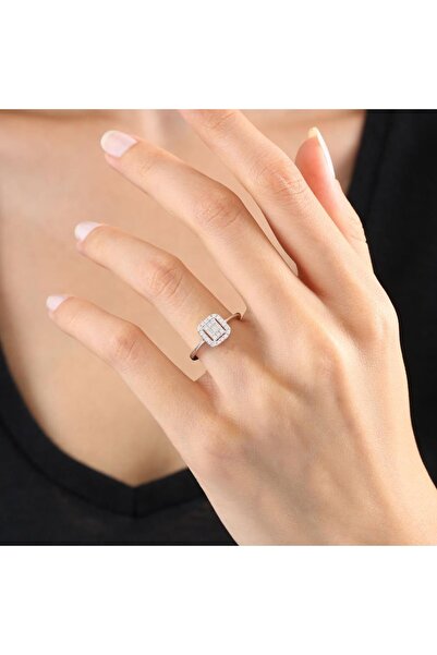 Mia Vento Dörtgen Form Gümüş Yüzük