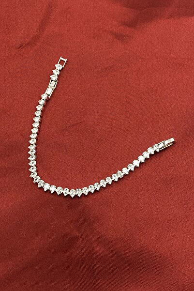 MOSSMOUR Women's Pear Cut Zircon Stone Tarnish-Free Silver Waterway Bracelet