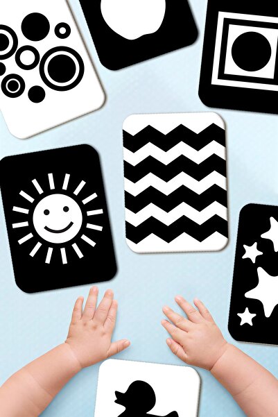 Little One بطاقات تعليمية خشبية من 0 إلى 3 أشهر، بطاقة ذكاء للتعليم المبكر، بطاقات تحفيز بصرية للأطفال، تحفيز بصري