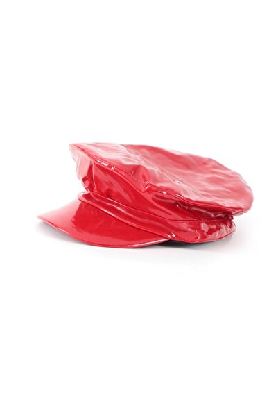 Kapin Kırmızı Rugan Kasket Şapka