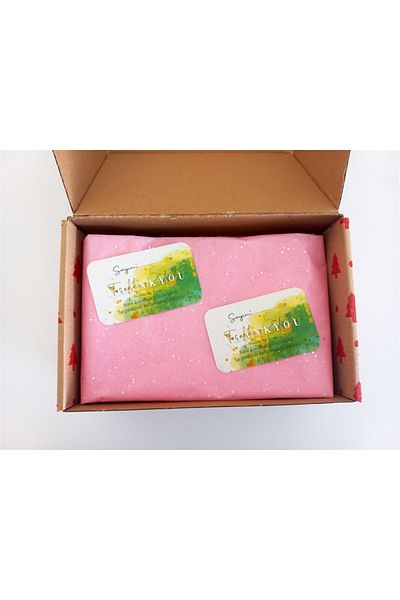 anka design Thank You Card One Way Printing Oval Cut (8x5cm) 350gr Coated - 25 Pieces