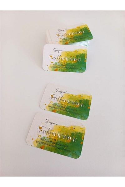anka design Thank You Card One Way Printing Oval Cut (8x5cm) 350gr Coated - 25 Pieces