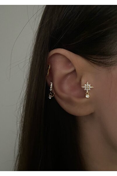 Okkostore Kadın Sallantı Detaylı Kuzey Yıldızı Tragus Piercing