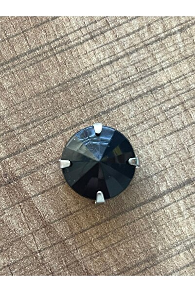 Gönülden Tasarım 1,5 Cm Carcasă Rotundă Neagră Perforată Sticlă Piatră 25 Bucăți