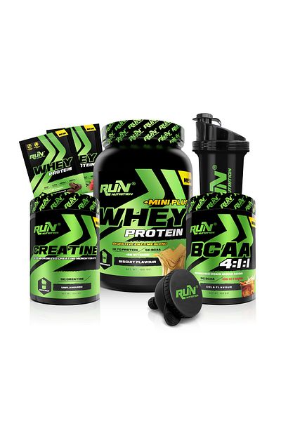 Run Nutrition SmallFitnessPackage -WheyMini Plus, Creatine,BcaaBiscuit and Coke - Gift