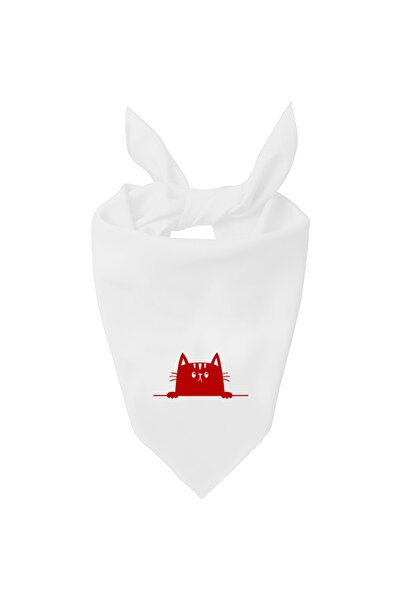 Tasarım Trend Μονόχρωμο κασκόλ με σχέδιο τετράγωνης αθώας γάτας