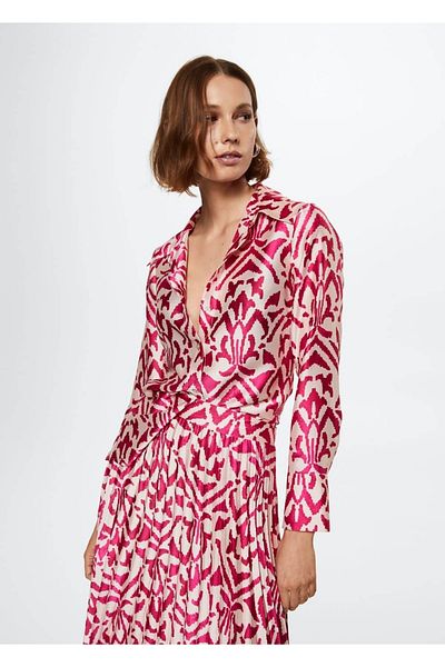 MANGO Woman Cămașă cu model din satin