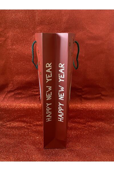 4nio Kırmızı Noel Baba Yılbaşı Hediye Karton Poşet