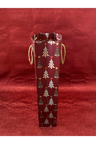 4nio Καλύτερες ευχές Μπορντό Χριστουγεννιάτικη τσάντα από χαρτόνι δώρου