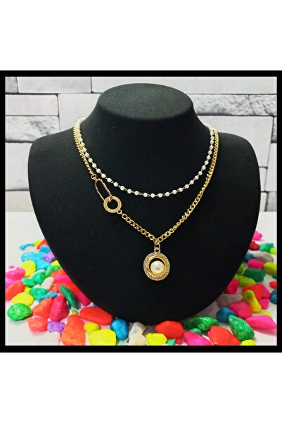 FAMİLY Inci Temalı Çoklu Model Gold Renk Paslanmaz Ve Kararmaz Çelik Kolye