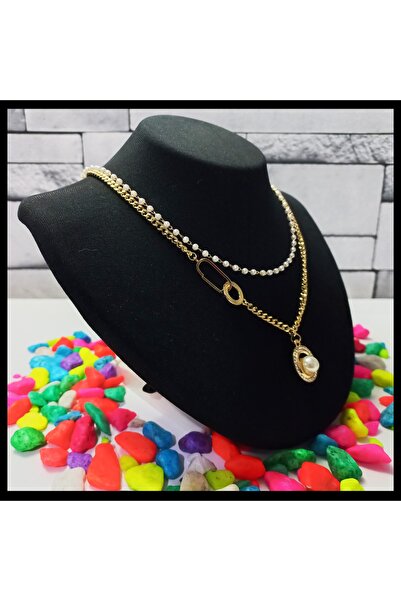 FAMİLY Inci Temalı Çoklu Model Gold Renk Paslanmaz Ve Kararmaz Çelik Kolye
