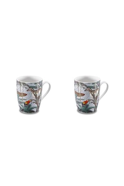 NuBuTu Porselen Mugs Korkmaz Forest 3 Baskılı Kupa Bardak 2'li Takım Kupa