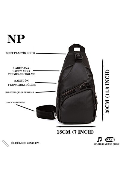 Newish Polo Unisex Washing Leather Cross Strap Shoulder Chest and Sports Daily Backpack Travel Bag with USB Headphone Outlet.