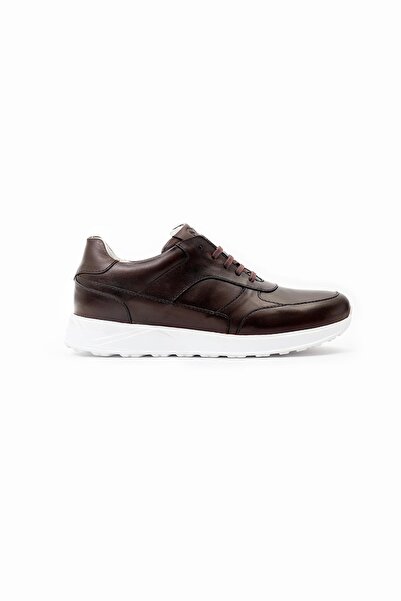 Mabross Men's Brown Genuine Leather Sneaker Shoes