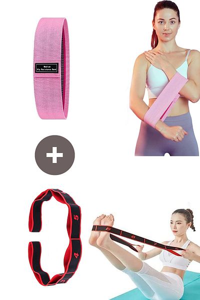 Technojet Resistance Band Duo Set Sports Exercise Aerobics Pilates Squat Band Fitness Yoga Loop Band