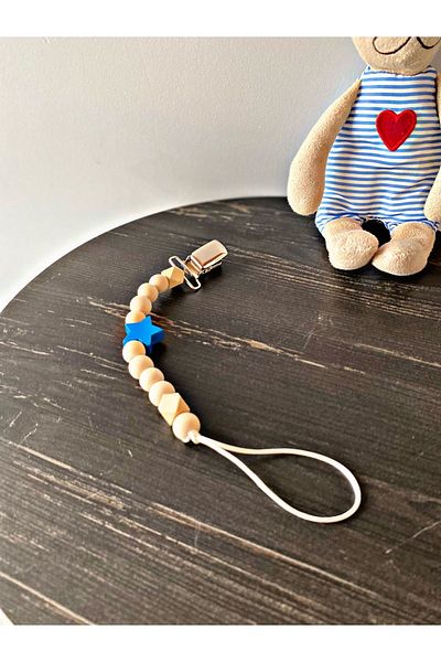 Tarçın Atölye Newborn Pacifier Hanger - Pacifier Chain - Wooden Beaded Pacifier Hanger