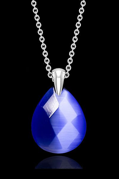 Tesbih Atölyesi Certified Faceted Blue Agate Stone Necklace - Aaa Quality