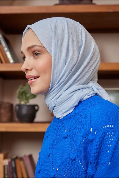 Şalland Viscose Kraş Shawl Ice Blue