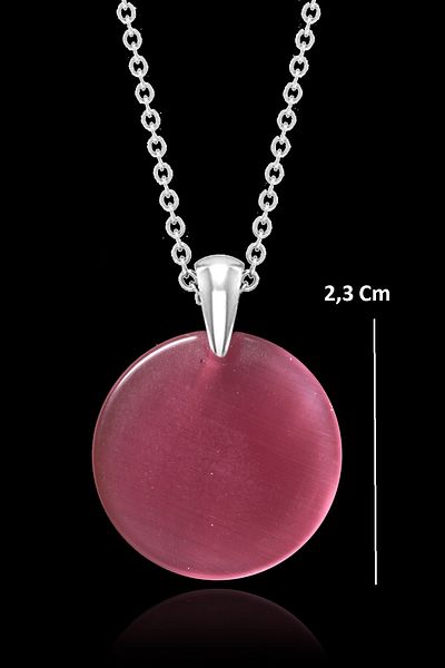 Tesbih Atölyesi Certified Round Dark Pink Agate Stone Necklace - Aaa Quality