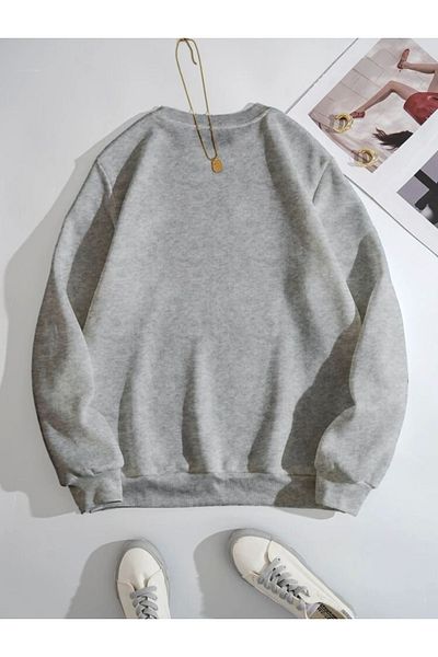 MOONBULL Unisex Γκρι μπλούζα με στάμπα με λαιμόκοψη