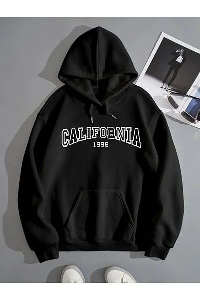 mw memowear Φούτερ με στάμπα Unisex με λεπτομέρεια με κουκούλα