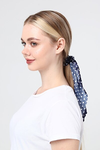 michaeller Kadın Aksesuar Saten Puantiyeli Lastikli Simit Scrunchie Fular Saç...