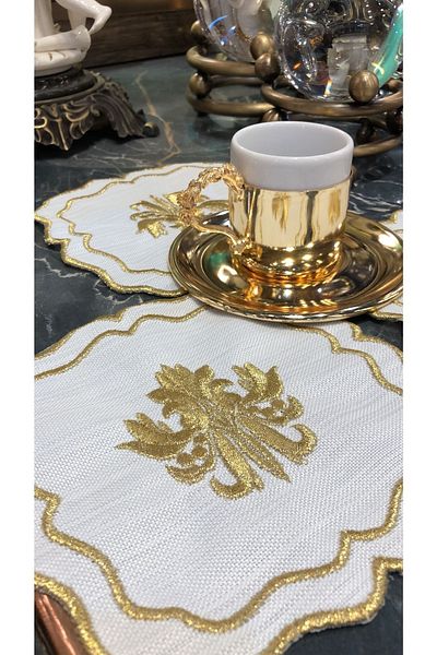 Bonny Home Liva Gold 6-Piece Cocktail Presentation Napkin Maras Work Glaze Embroidery Embroidered Coffee Presentation Napkin