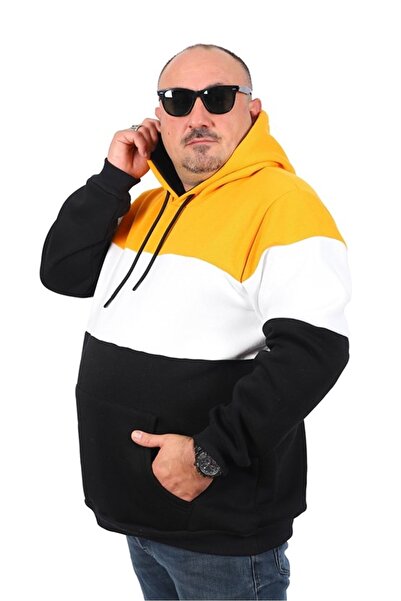 Starbattal Plus Size Pieced Hooded Sweat 22736 Mustard