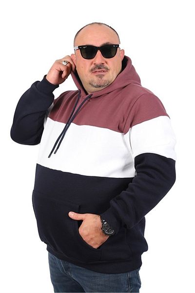 Starbattal Lilac Large Size Hooded Pieced Sweat 22736
