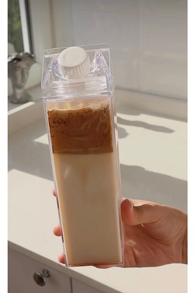 KÜÇÜK EW 500ml Mica Milk Glass Water Coffee Beverage Bottle | Not Glass | Coffee and Presentation Cup - 1 Piece