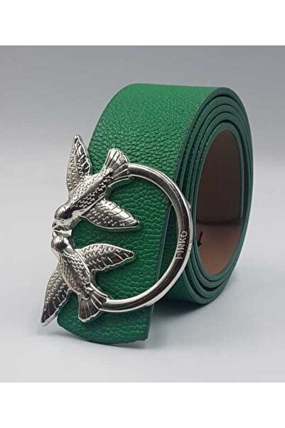 kemercimFashion Жіночий зелений срібний ремінь з пряжкою у вигляді птаха R6090