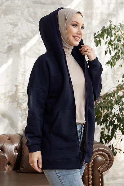 InStyle Fleecová mikina Alena Pocket Zippered Fleece - Navy Blue