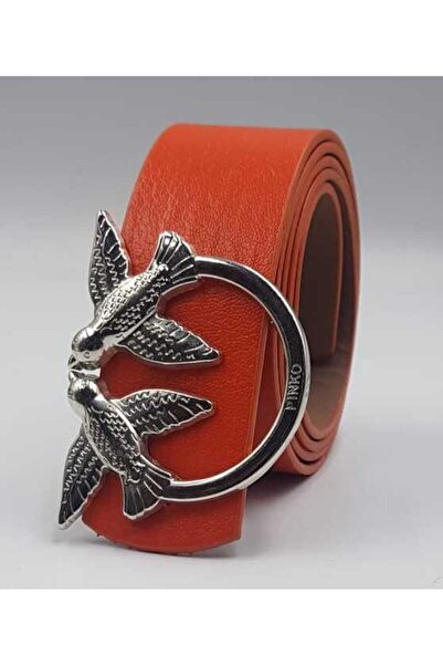kemercimFashion Γυναικεία πορτοκαλί ασημένια ζώνη πόρπης πουλιού R6090