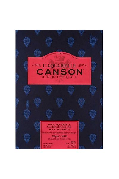 Canson Heritage Aquarelle Hot Pressed 300gr Water Color Block 12 Sheets 23x31cm