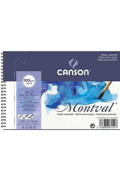 Canson Montval Aquarelle Cold Pressed 300gr Spiral Water Color Block 12 Sheets 10.5x15.5cm