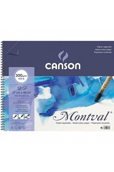 Canson Montval Aquarelle Cold Pressed 300gr Spiral Water Color Block 12 Sheets 37x46cm