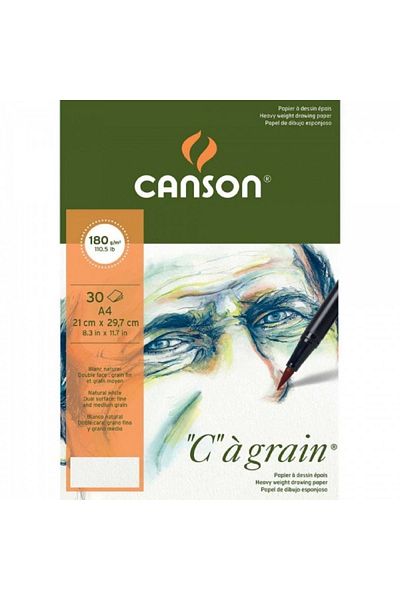 Canson Ca Grain Pad 180gr Natural White Drawing Block 30 Sheets A4 (21x29.7cm)