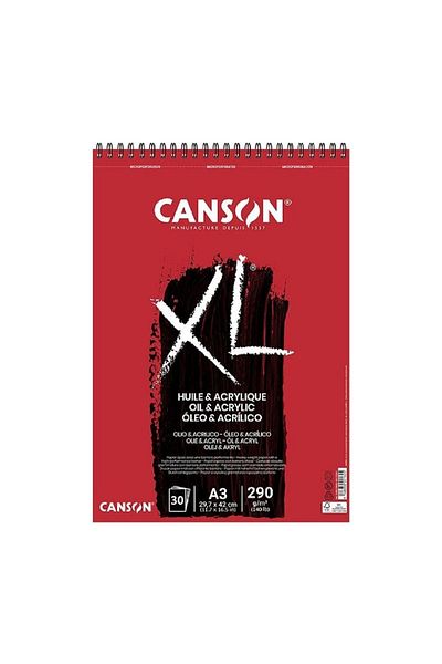 Canson Xl Acrylic & Oil Color Spiral Pad 290gr A3(29,7x42cm)30 Sheets