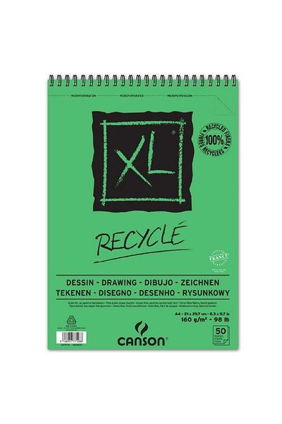 Canson Xl Recycle Drawing Spiral Pad 160gr 50 Sheets A4 (21x29.7cm)