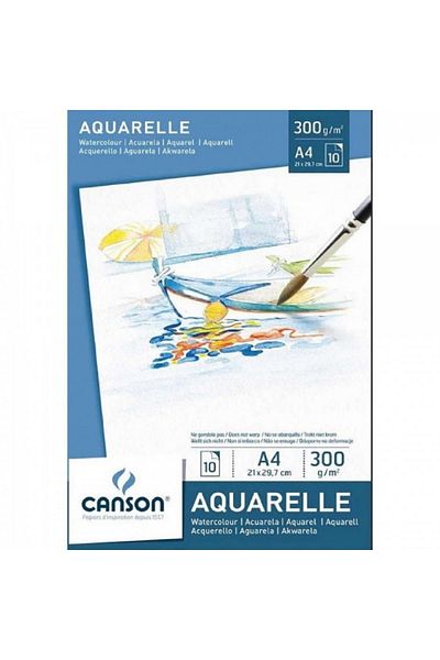 Canson Leisure Aquarelle Pad 300g Water Color Block 10 Sheets A4 (21x29.7cm)