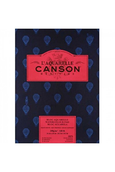 Canson Heritage Aquarelle Hot Pressed 300gr Sulu Boya Blok 12 Sayfa 26x36cm