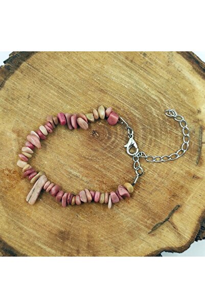 ByKolyeucum سوار من حجر الرودونيت الوردي المكسور من الحجر الطبيعي