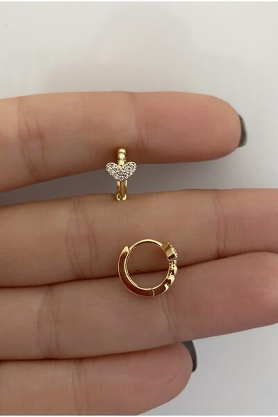 Arescollection Zirkon Taşlı Helix Lobe Tragus Uyumlu Halka Piercing Küpe