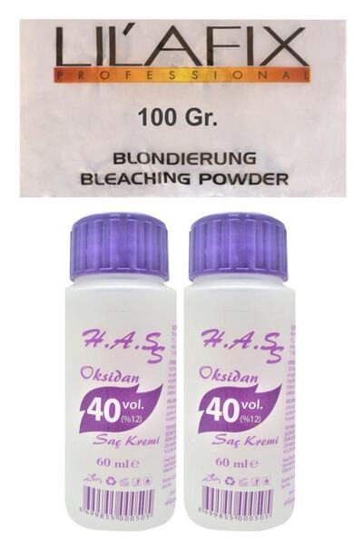 H.A.SS Oksidan 40 Volüm 60 Ml. (2 Ad.)+lilafix Toz Saç Açıcı Oryal 100 Gr.